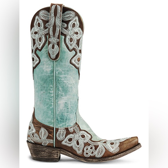 Old Gringo Marrion Embroidered Western Boots in Turquoise Leather - Picture 1 of 1